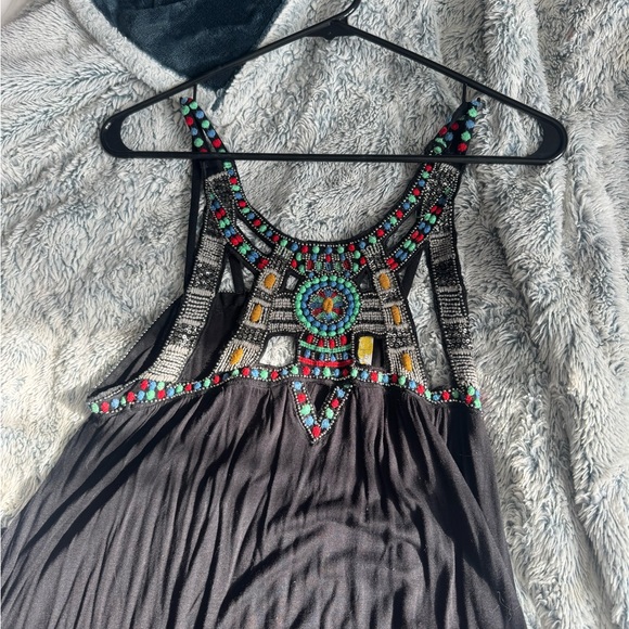 Free People Black Dress with Colorful Embellishments - Picture 2 of 4
